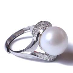 苏情珠宝行 精美时尚珍珠戒指 淡水珍珠戒指银戒指 12-13mm