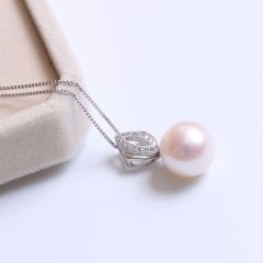 珍印象品牌珠宝 淡水珠珍珠吊坠 825银配件银链 10-11mm淡水珠