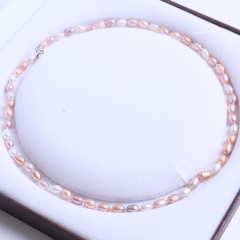 珍印象品牌珠宝 淡水珍珠混彩米珠链 精美珍珠项链 6-7mm