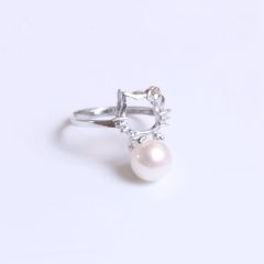 珍印象品牌珠宝 Kitty猫可调节精美珍珠戒指 6-7mm淡水珠