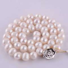 玉中皇 天然淡水珍珠项链 9-10mm 白色 高贵奢华 送妈妈礼物 白色