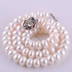 玉中皇 天然淡水珍珠项链10-11mm 典雅瑰丽 送妈妈礼物 白色