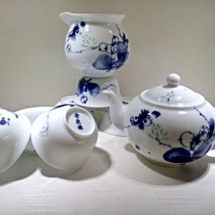 景德镇创意手绘青花玲珑茶具套装 和为贵  高温陶瓷功夫茶 陶瓷礼盒