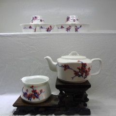 高档景德镇茶具套装整套手绘陶瓷功夫茶杯茶壶    梅并五福     青花瓷