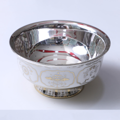 腾飞珠宝行  纯银陶瓷碗 高6cm 宽11.6cm 蓝色244.58g