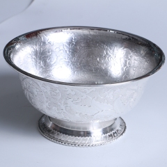 中国白银  纯手工雕刻银碗 直径11cm 高6.3cm 龙凤呈祥150g