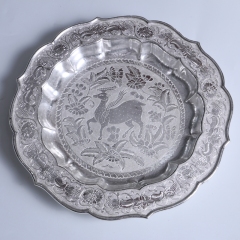 中国白银  纯手工雕刻银盘 （圆） 550g 直径25cm
