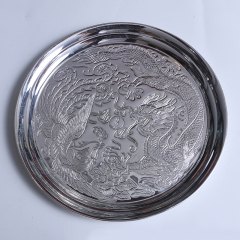 中国白银  纯银龙凤圆盘（小 光面）173g 直径19cm