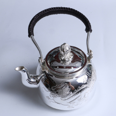 中国白银  纯银龙凤茶壶 609g 直径14cm 高12cm