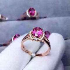 玉博源  My Queen”粉色托帕石戒指！玫红色鲜艳亮丽！精致的做工！银镶活口！