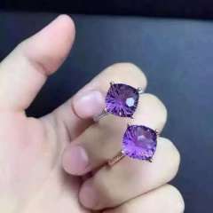 玉博源  新款天然紫水晶戒指 精湛的泰国烟花工艺上手简约奢华 紫艳迷人