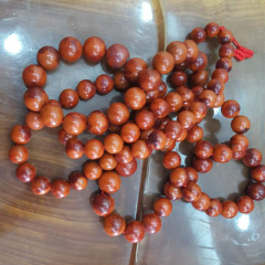 承钰南红 柿子红佛珠108颗 最大直径3.1 最小1.7