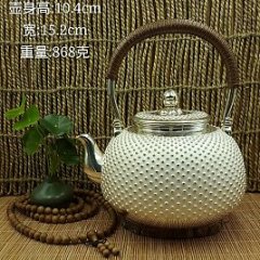 华艺坊  S999韩日版纯手工散打乳钉烧水提梁银壶。实用、养生、品质、珍藏、传承