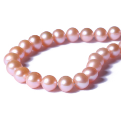 一園利 珍珠 珍珠项链 粉色淡水珍珠 9-10mm