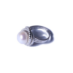 一園利 珍珠 珍珠戒指 银镶珍珠戒指豪华款